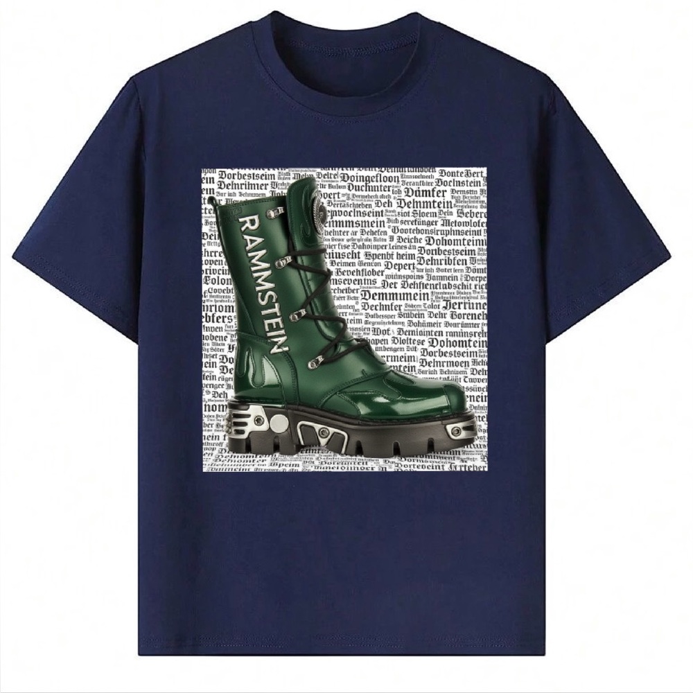 Rammstein Mens Blue Boots Print Short Sleeve T-Shirt L